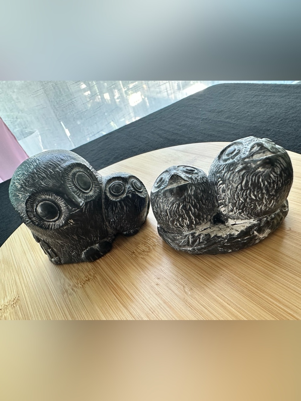 Cutest Owl Family Soapstone Sculptures - Vintage Minis